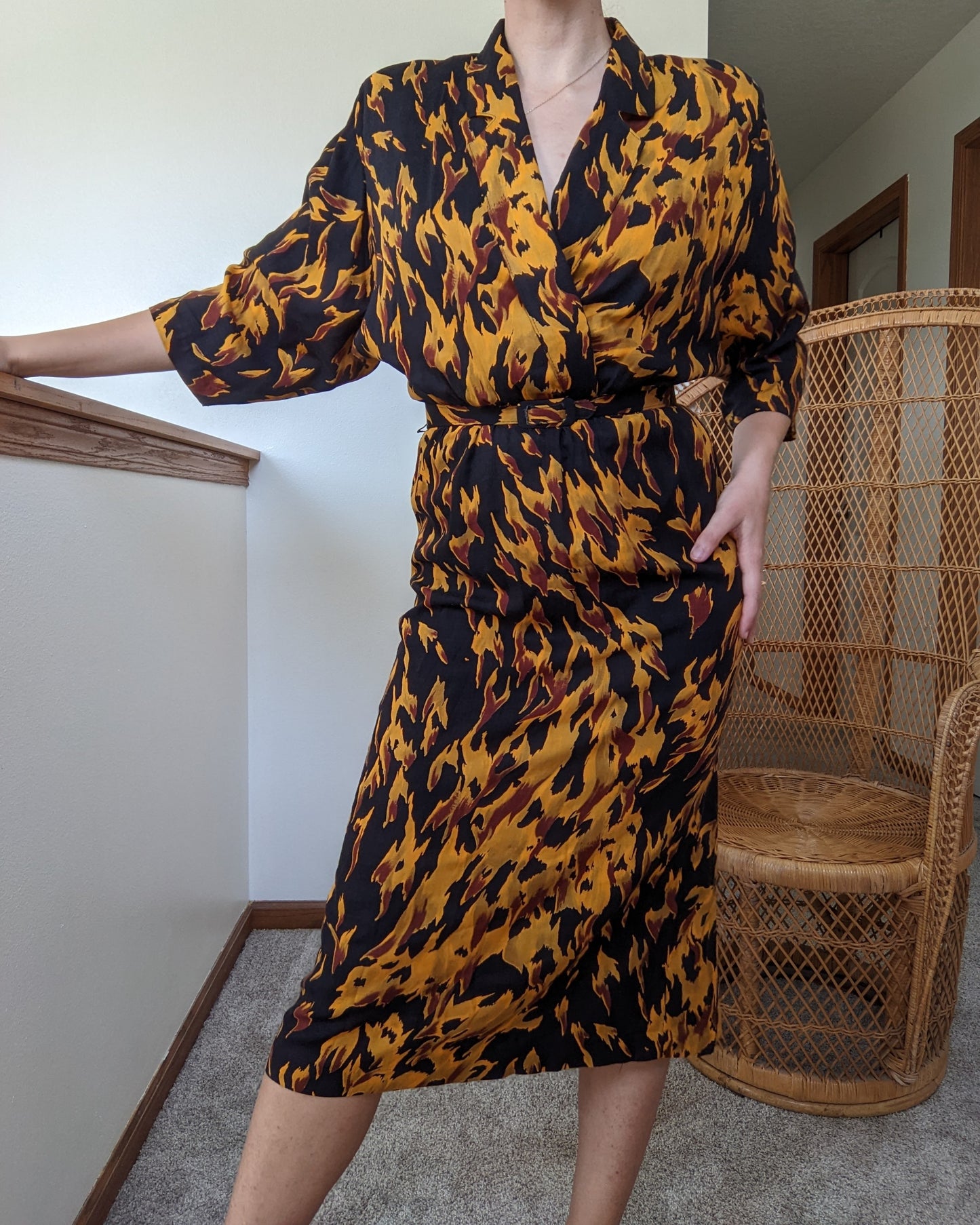 1980s Autumnal Rayon Dress Dress Rad Bonnie's Vintage