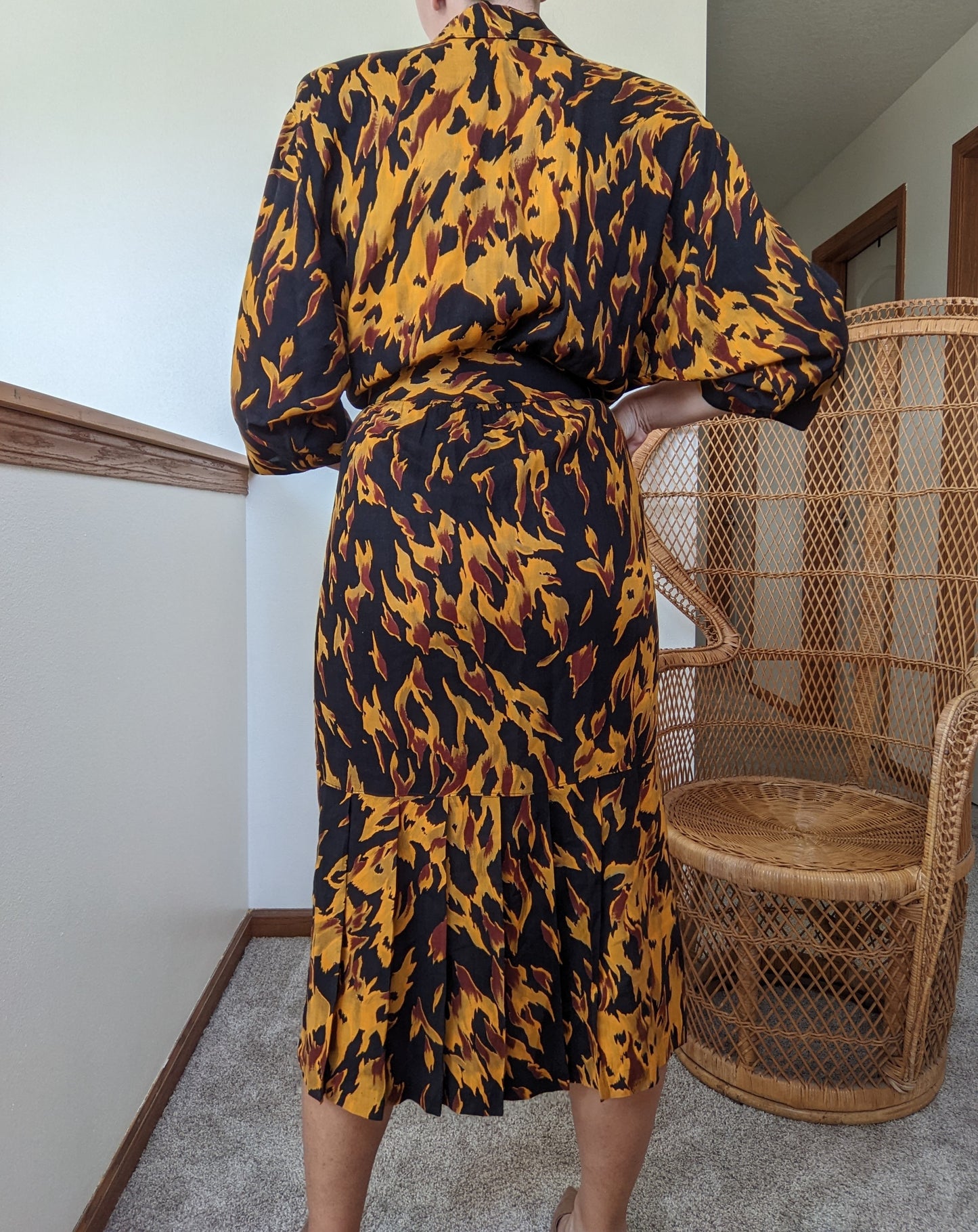 1980s Autumnal Rayon Dress Dress Rad Bonnie's Vintage