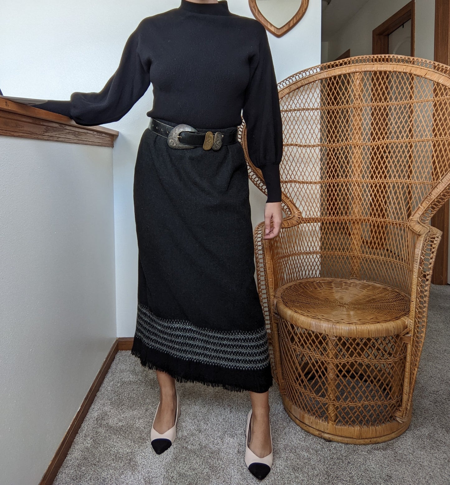 1980s Charcoal Blanket Skirt Skirt Rad Bonnie's Vintage