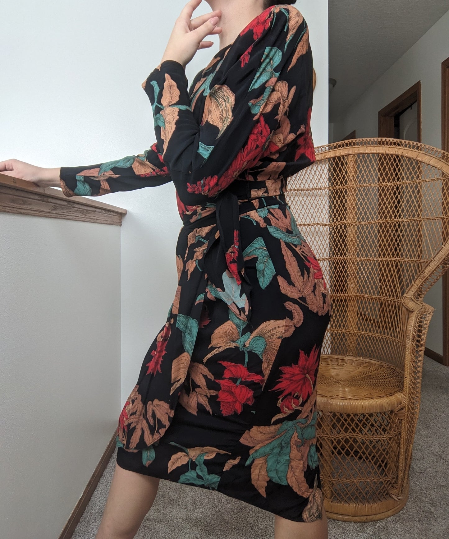1980s Does 40s Elephant Ear Print Dress Dress Rad Bonnie's Vintage