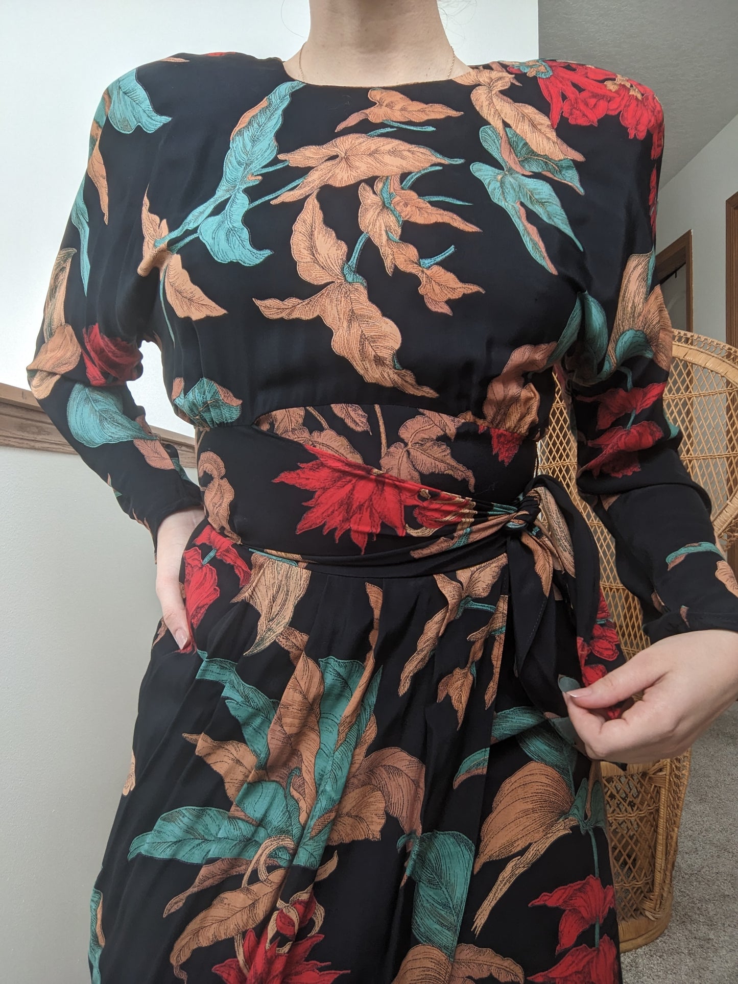 1980s Does 40s Elephant Ear Print Dress Dress Rad Bonnie's Vintage