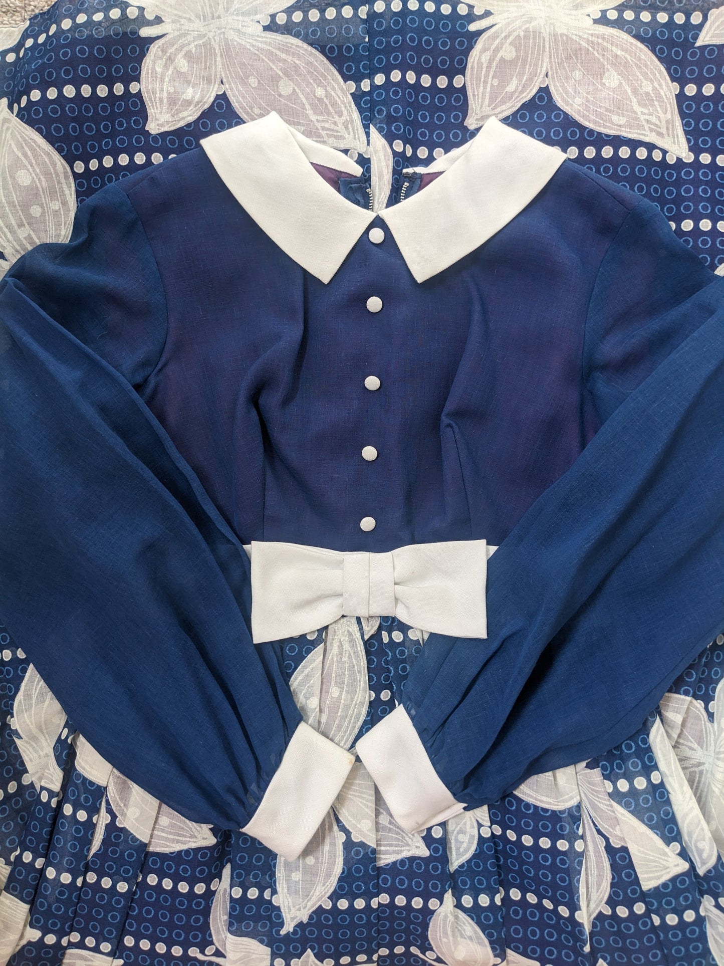 1960s navy butterfly maxi dress Dress Rad Bonnie's Vintage