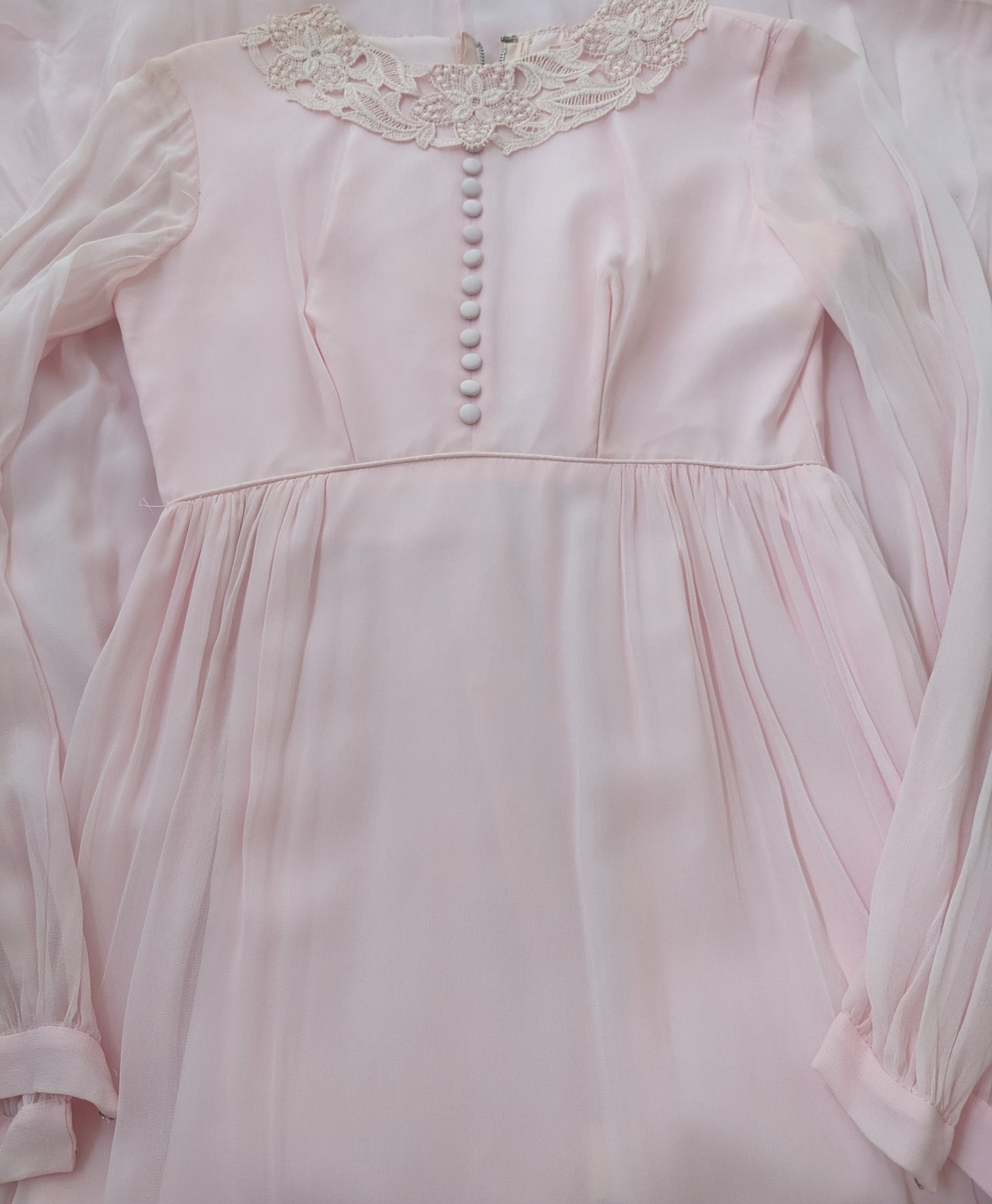 1960s union made baby pink maxi dress Dress Rad Bonnie's Vintage