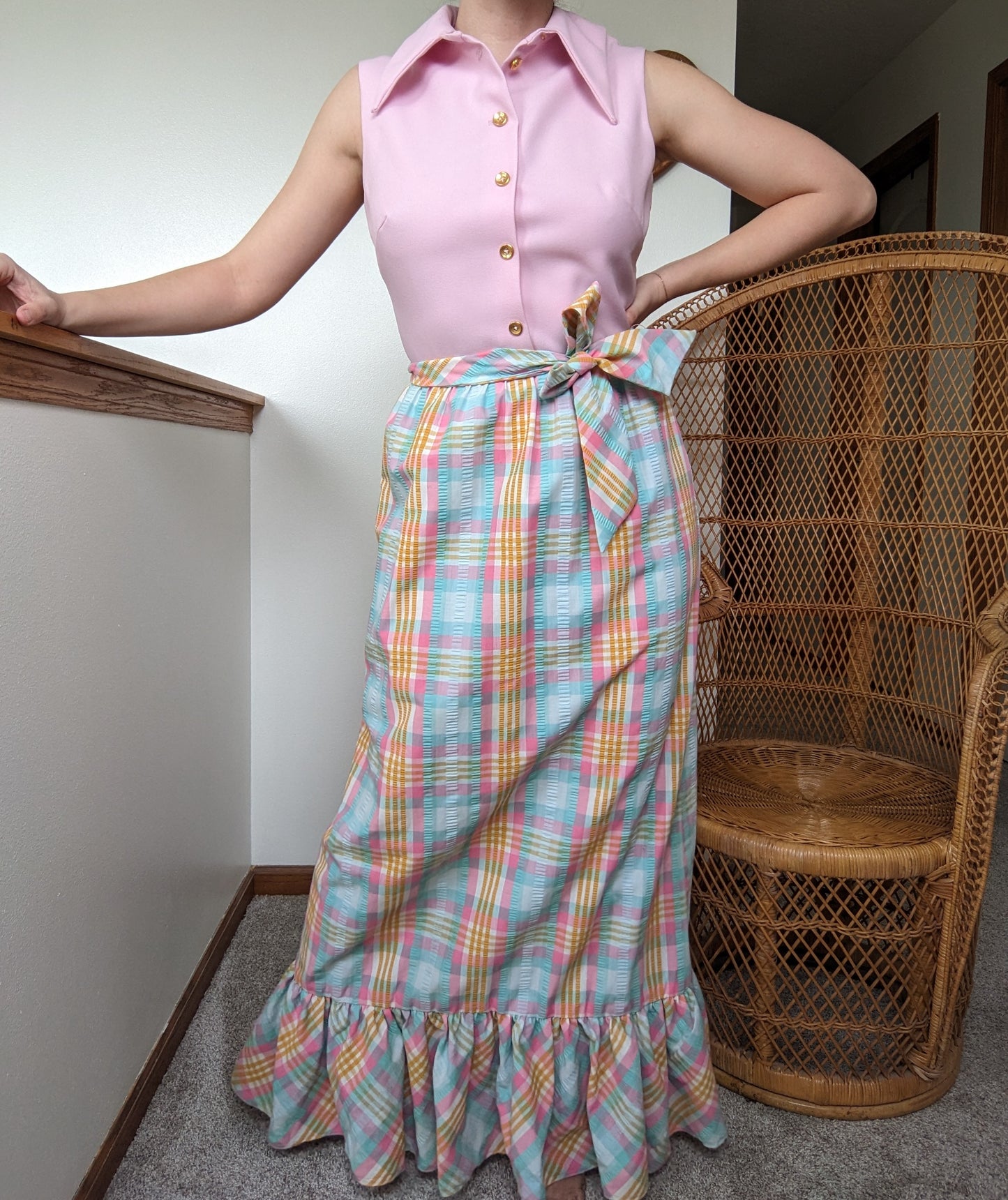 1960s union made plaid maxi Dress Rad Bonnie's Vintage