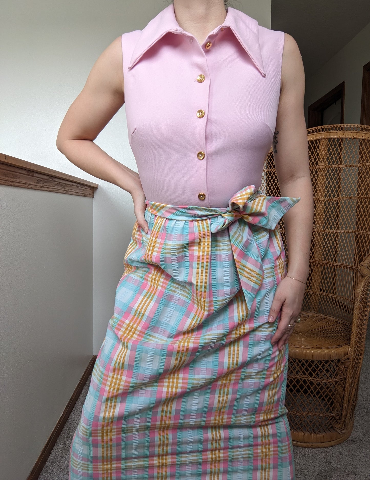1960s union made plaid maxi Dress Rad Bonnie's Vintage