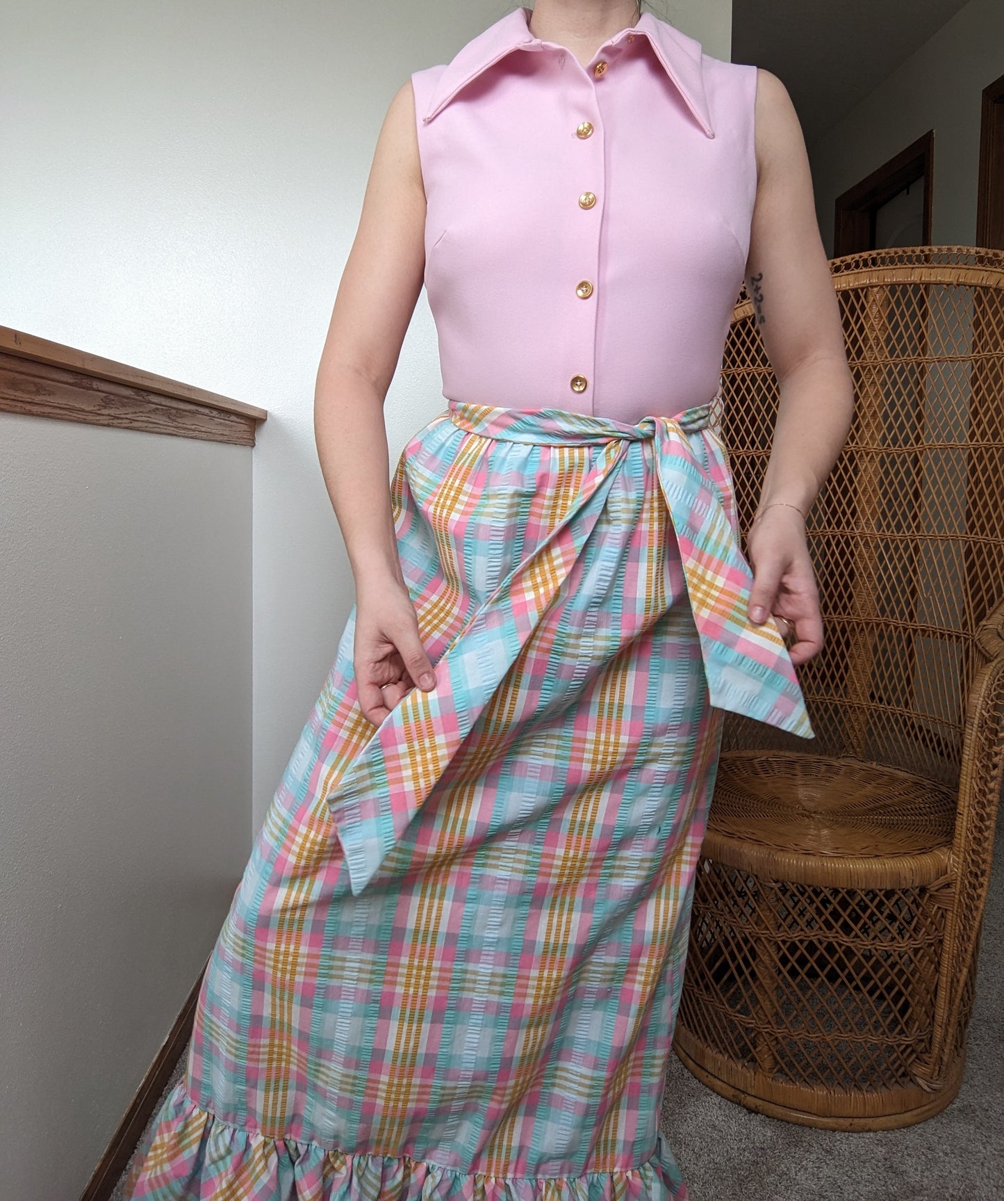 1960s union made plaid maxi Dress Rad Bonnie's Vintage