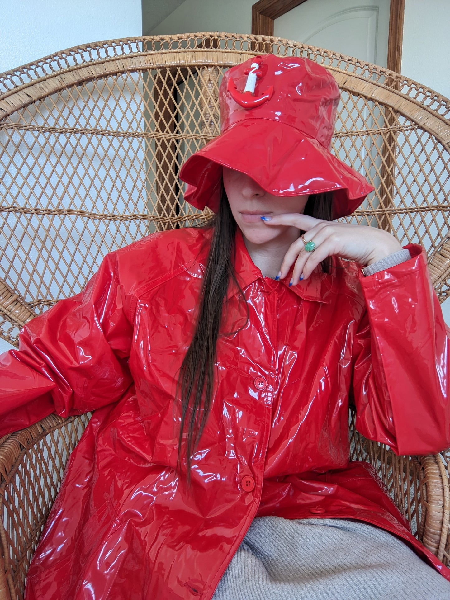 1990s vinyl raincoat & bucket hat Jacket Rad Bonnie's Vintage