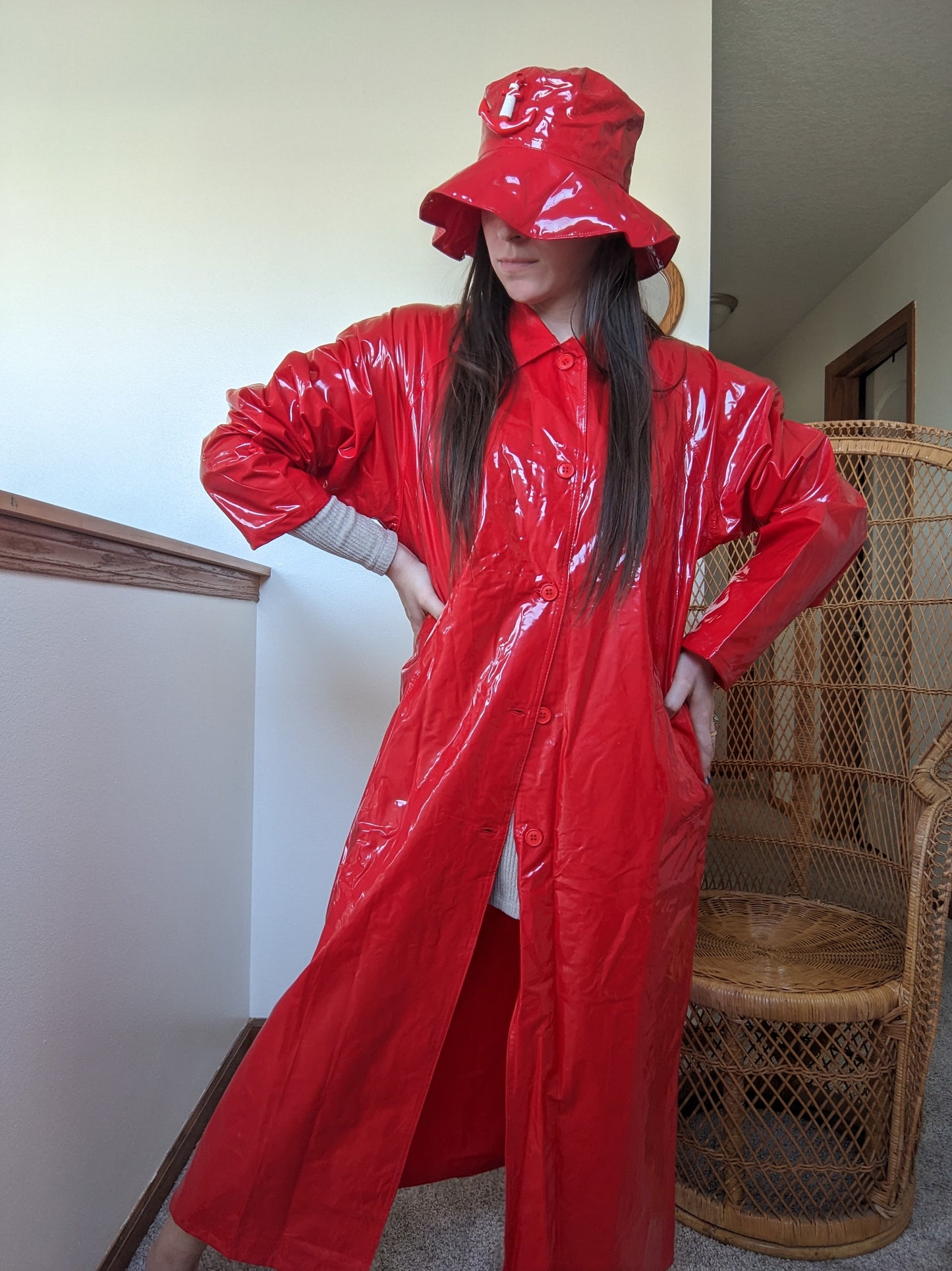1990s vinyl raincoat & bucket hat Jacket Rad Bonnie's Vintage