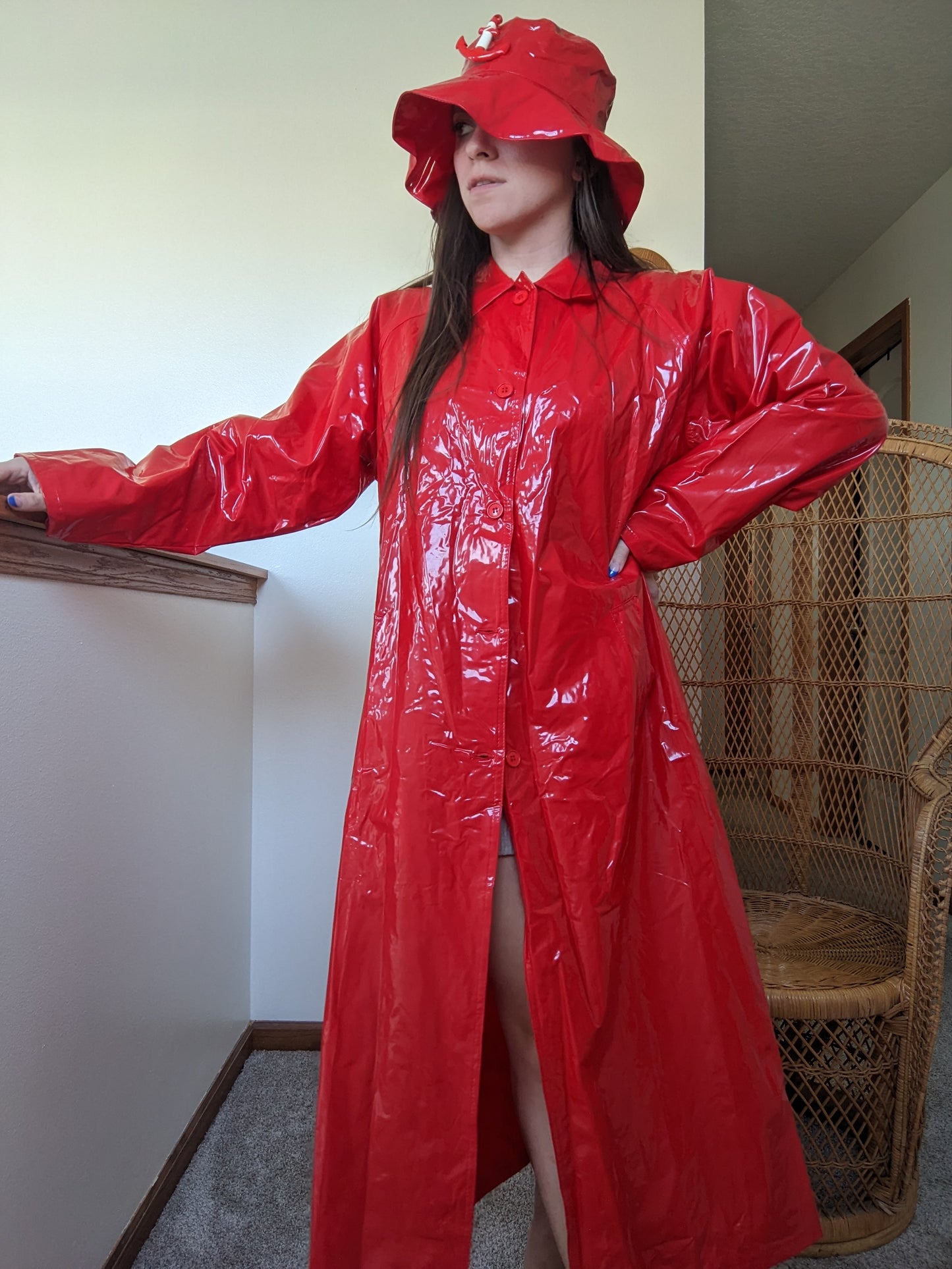 1990s vinyl raincoat & bucket hat Jacket Rad Bonnie's Vintage