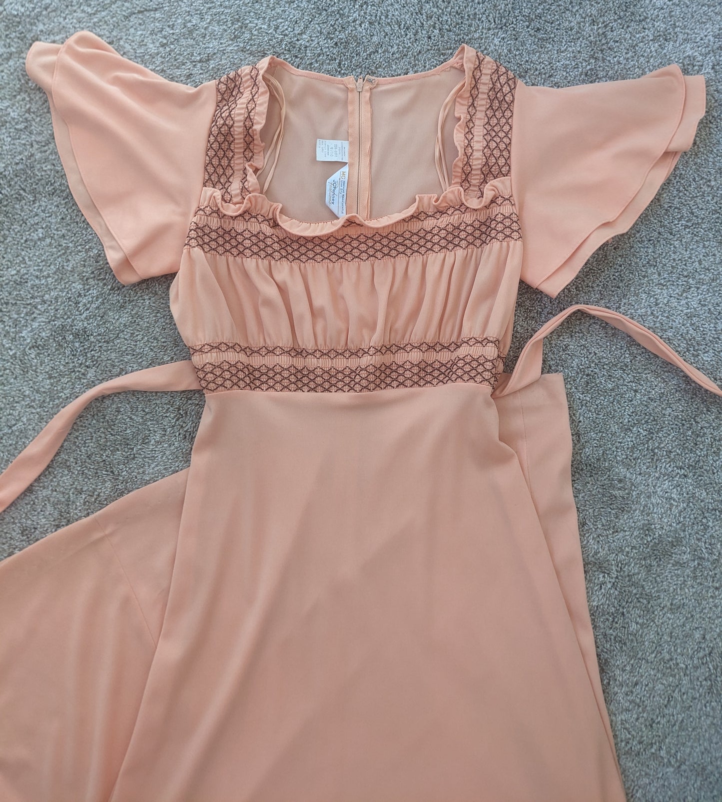 1970s creamsicle peasant maxi dress Dress Rad Bonnie's Vintage