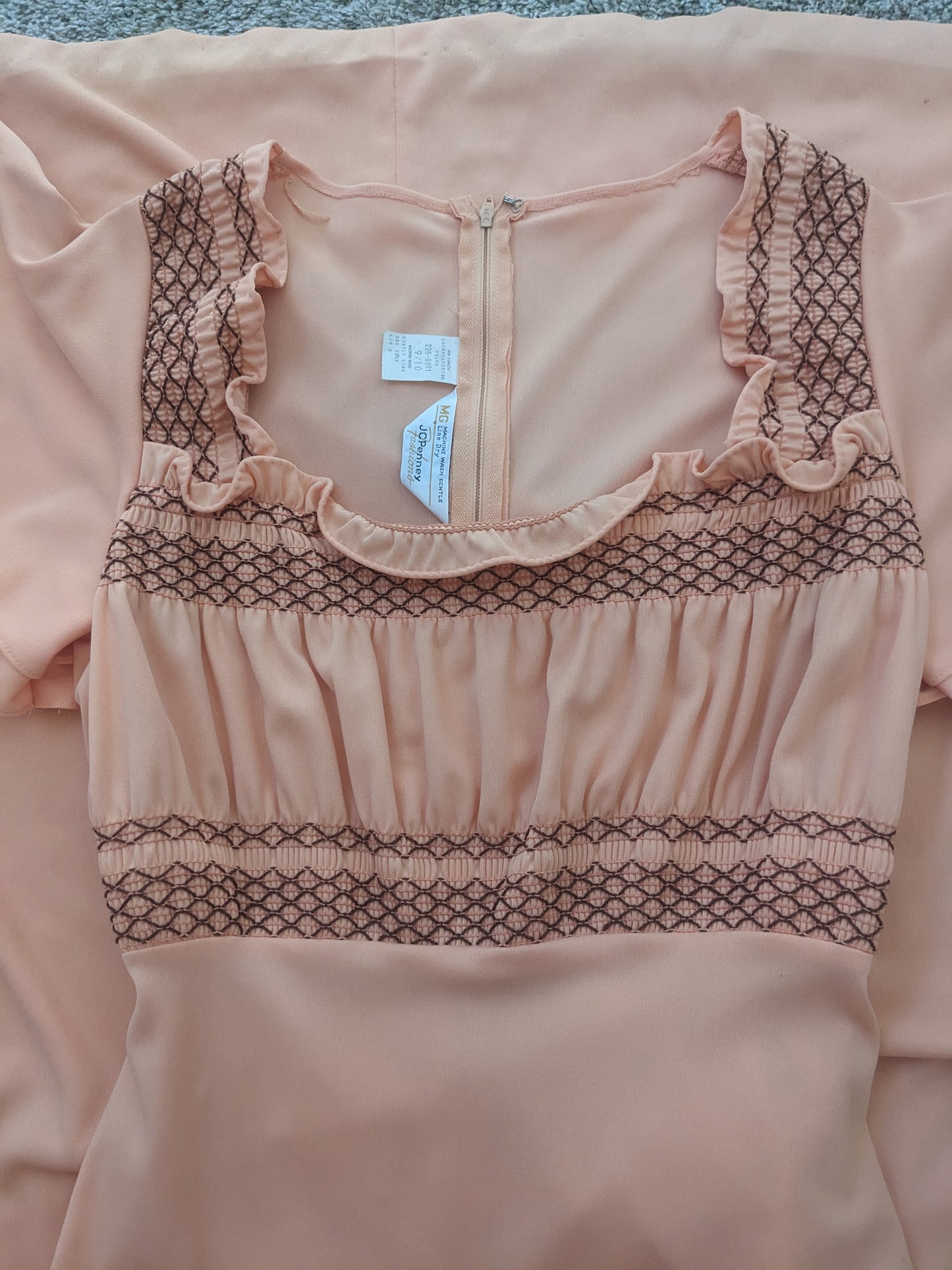 1970s creamsicle peasant maxi dress Dress Rad Bonnie's Vintage
