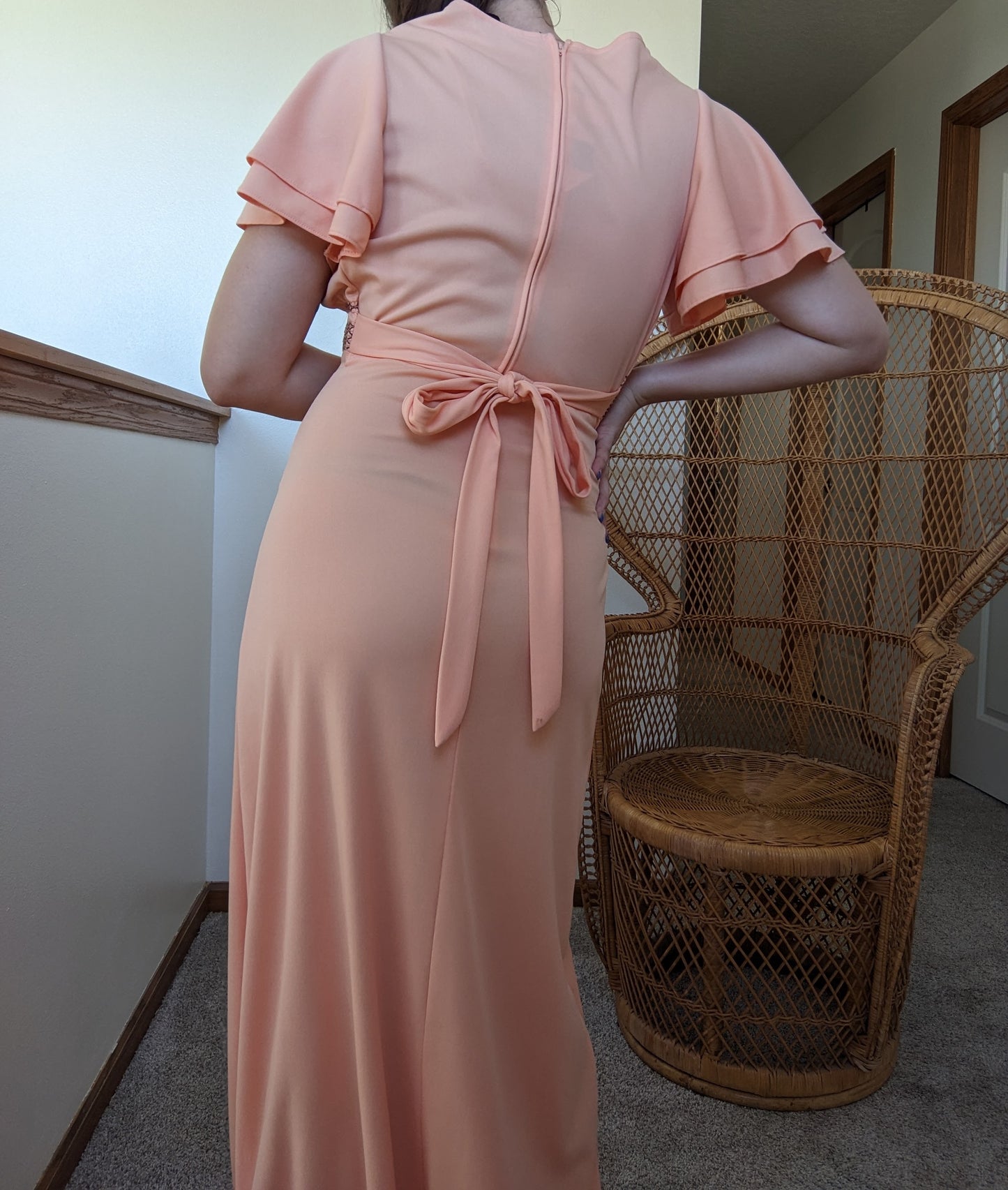 1970s creamsicle peasant maxi dress Dress Rad Bonnie's Vintage