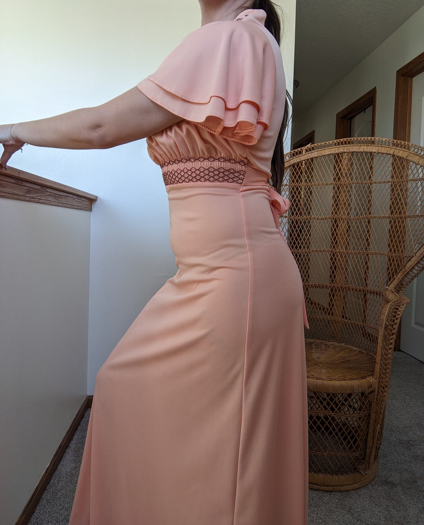 1970s creamsicle peasant maxi dress Dress Rad Bonnie's Vintage