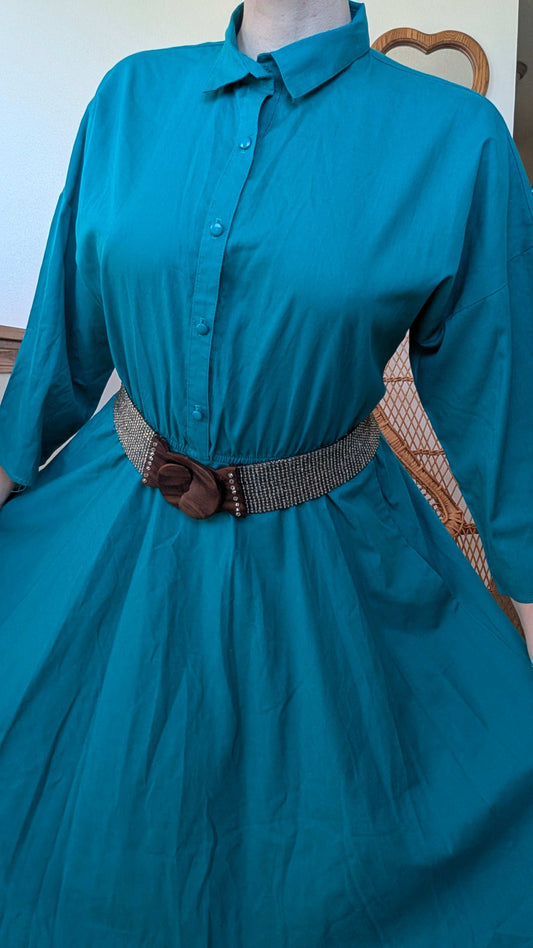 1980s teal shirt dress Dress Rad Bonnie's Vintage