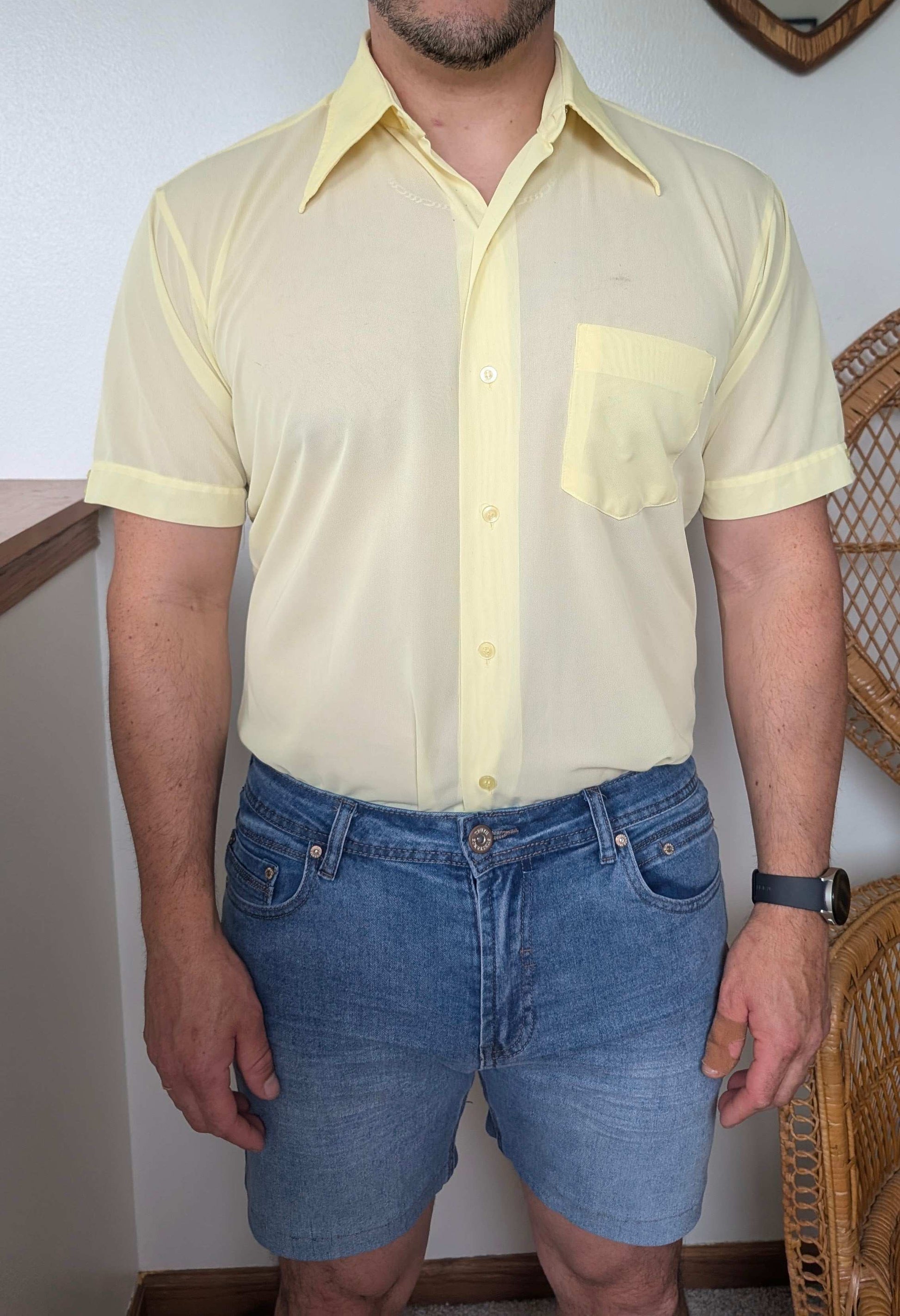 1970s yellow button up Top Rad Bonnie's Vintage