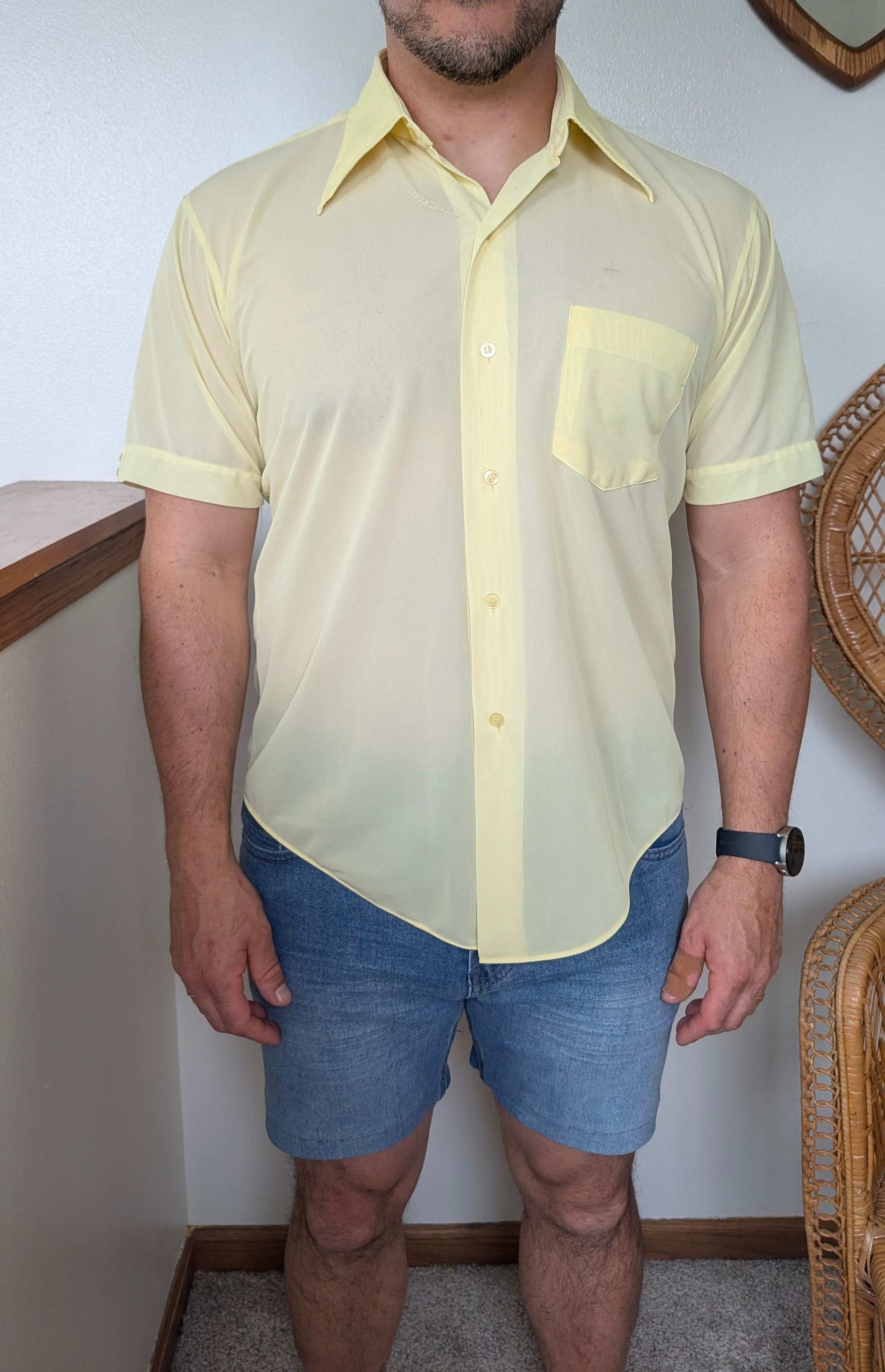 1970s yellow button up Top Rad Bonnie's Vintage