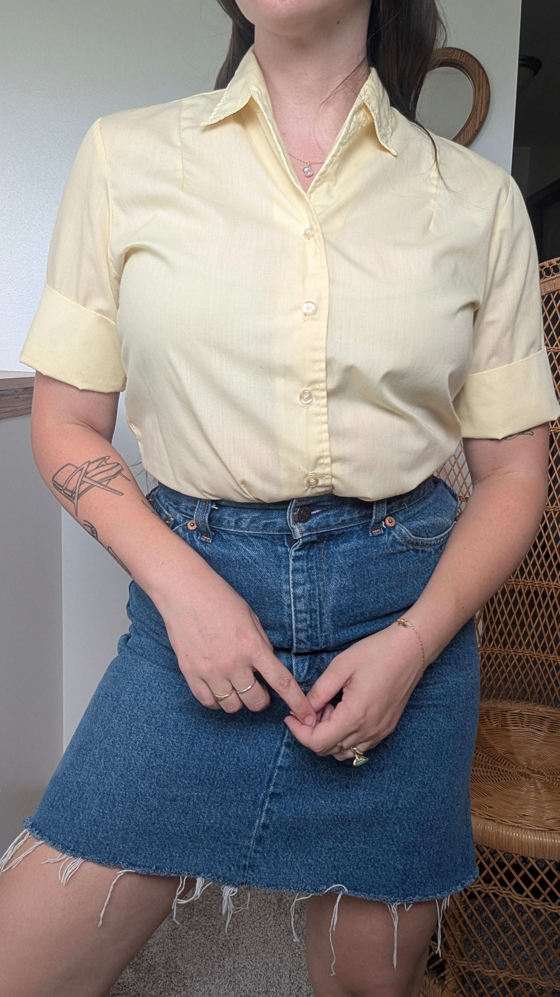 1950s yellow button up Top Rad Bonnie's Vintage