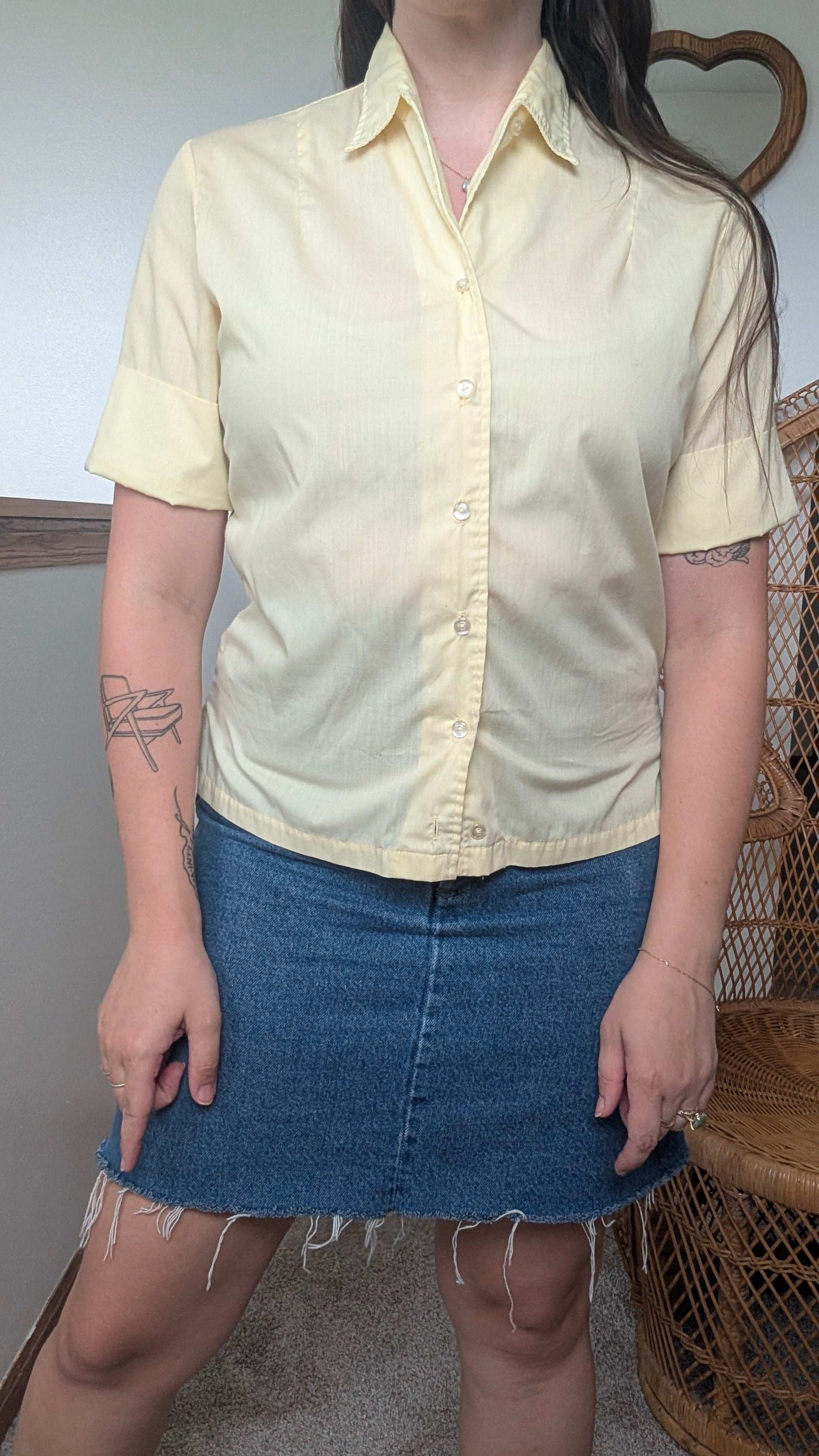 1950s yellow button up Top Rad Bonnie's Vintage