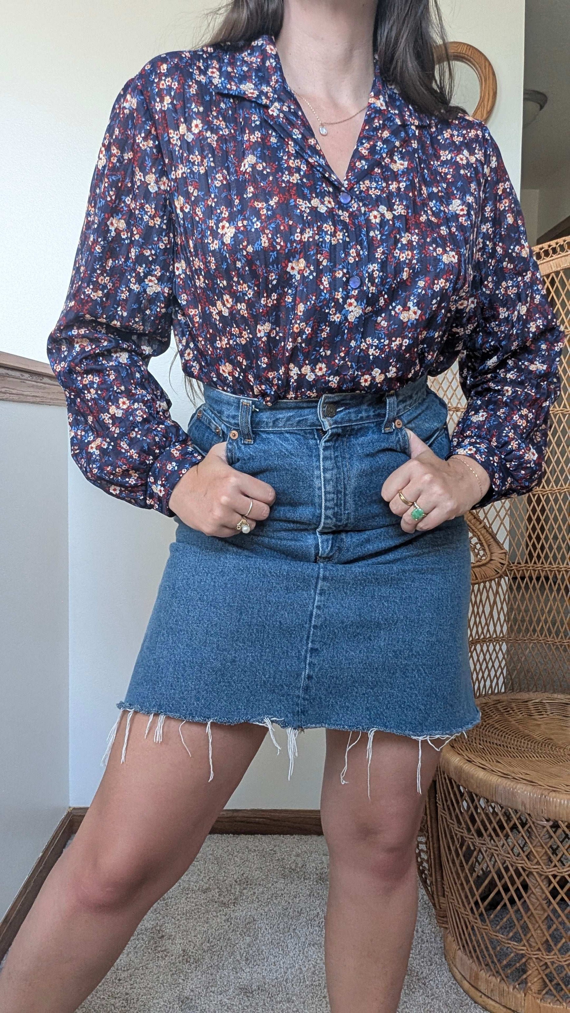 1970s floral button down Top Rad Bonnie's Vintage
