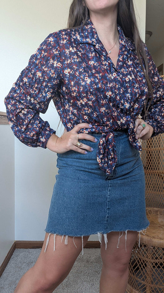 1970s floral button down Top Rad Bonnie's Vintage