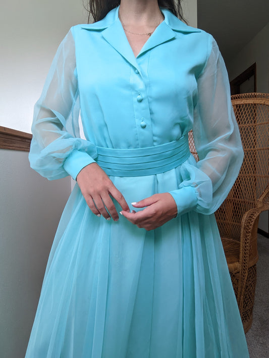 1960s/70s aqua dress Dress Rad Bonnie's Vintage