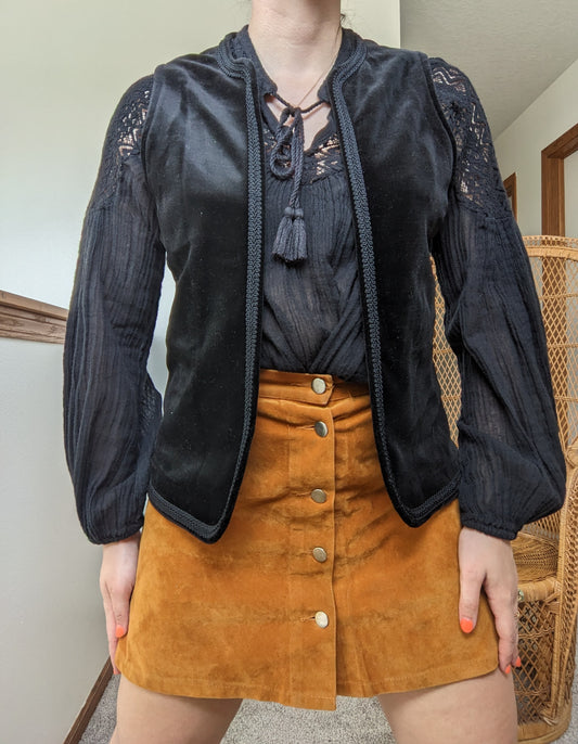 1970s black velvet vest Vest Rad Bonnie's Vintage