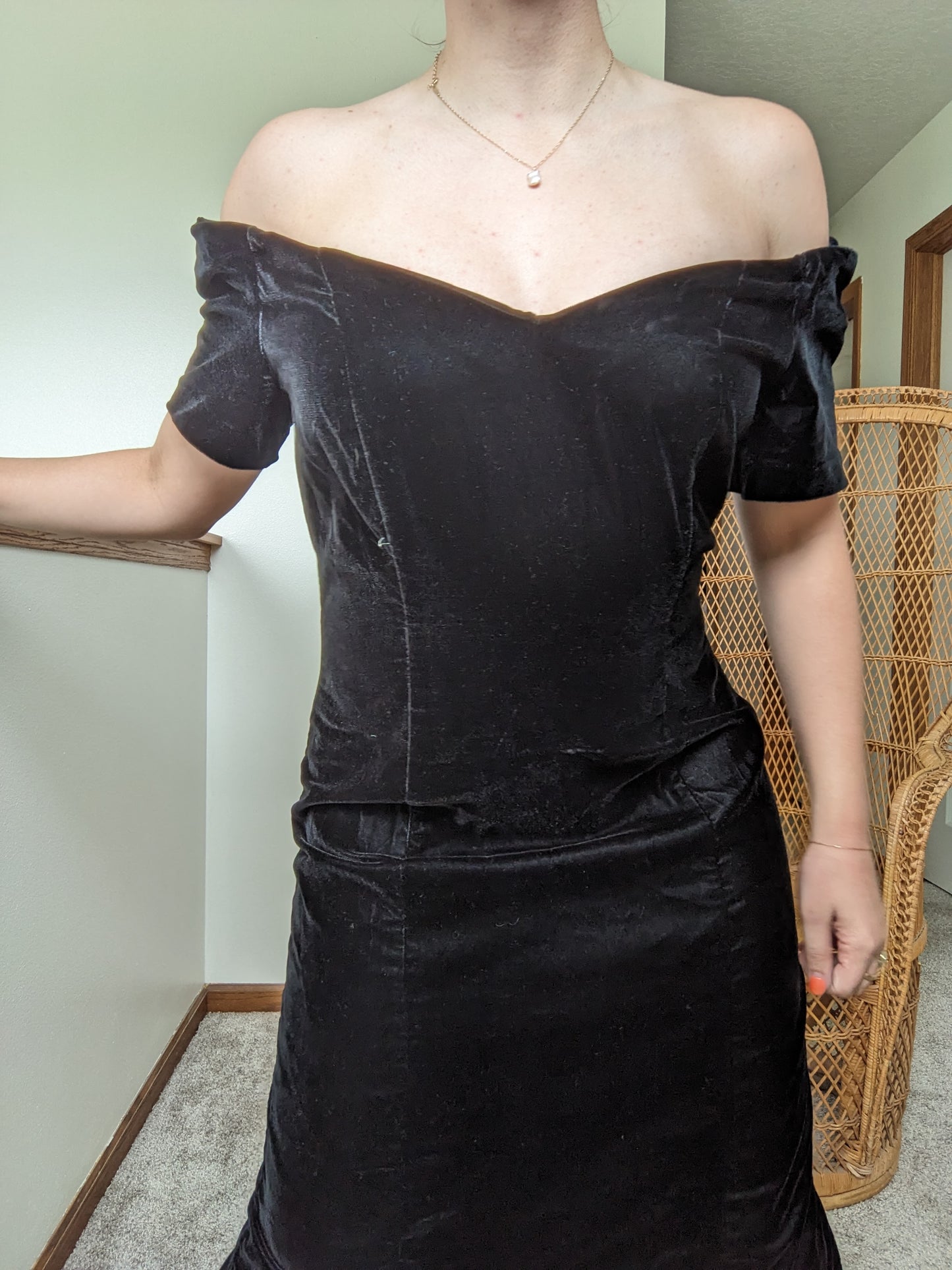 1980s black velvet revenge dress