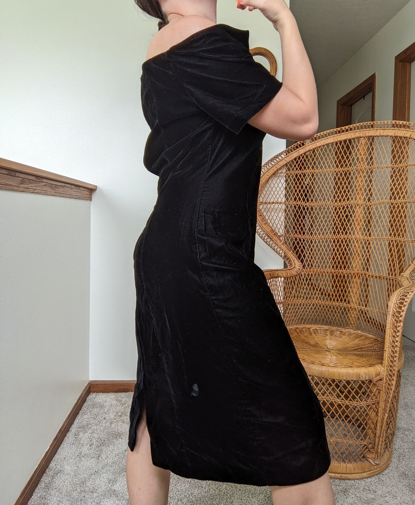 1980s black velvet revenge dress