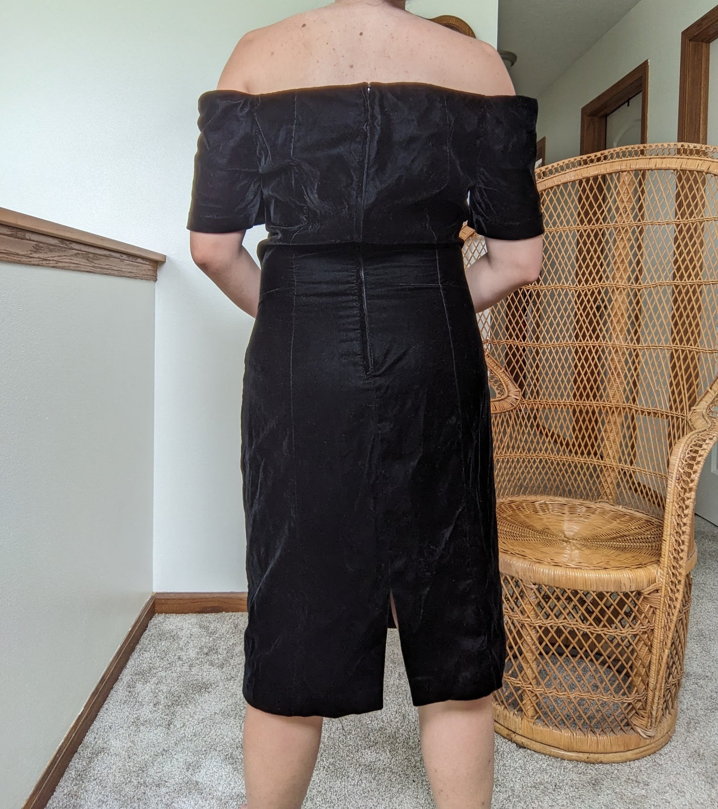 1980s black velvet revenge dress