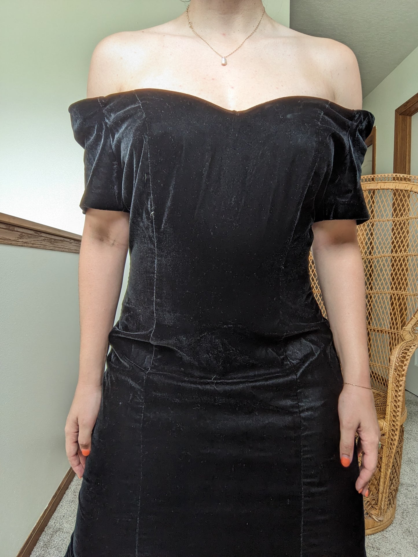 1980s black velvet revenge dress