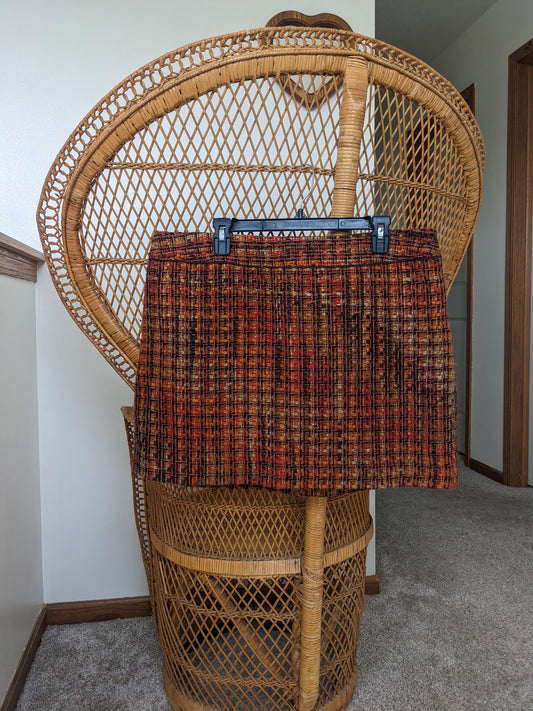 Y2k orange tweed mini Skirt Rad Bonnie's Vintage
