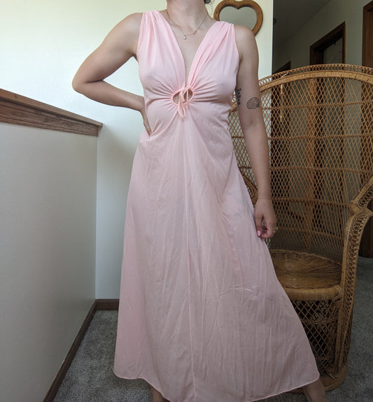 1970s peach nightgown Dress Rad Bonnie's Vintage