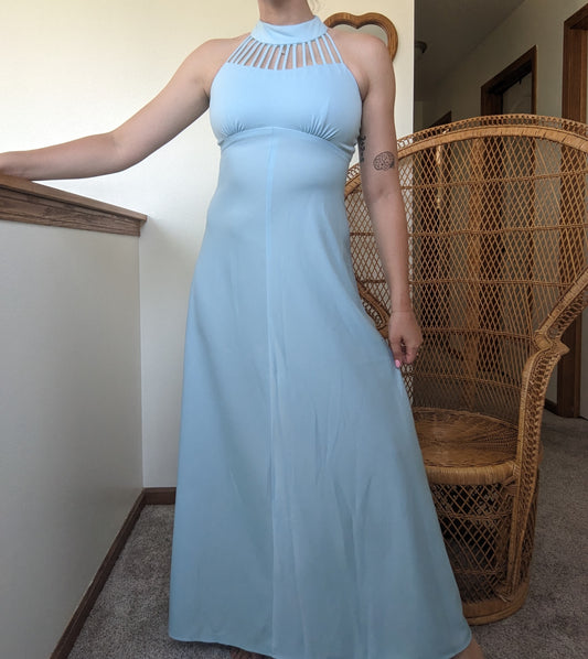 1970s union made powder blue maxi Dress Rad Bonnie's Vintage