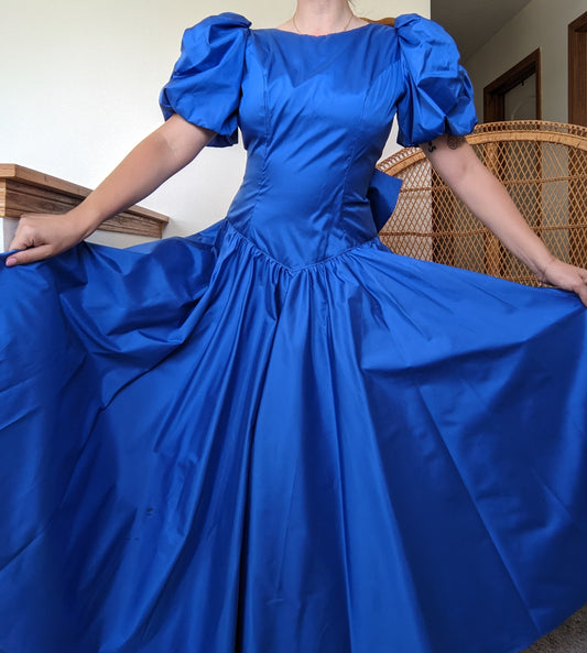 1980s puff shoulder open back dress Dress Rad Bonnie's Vintage