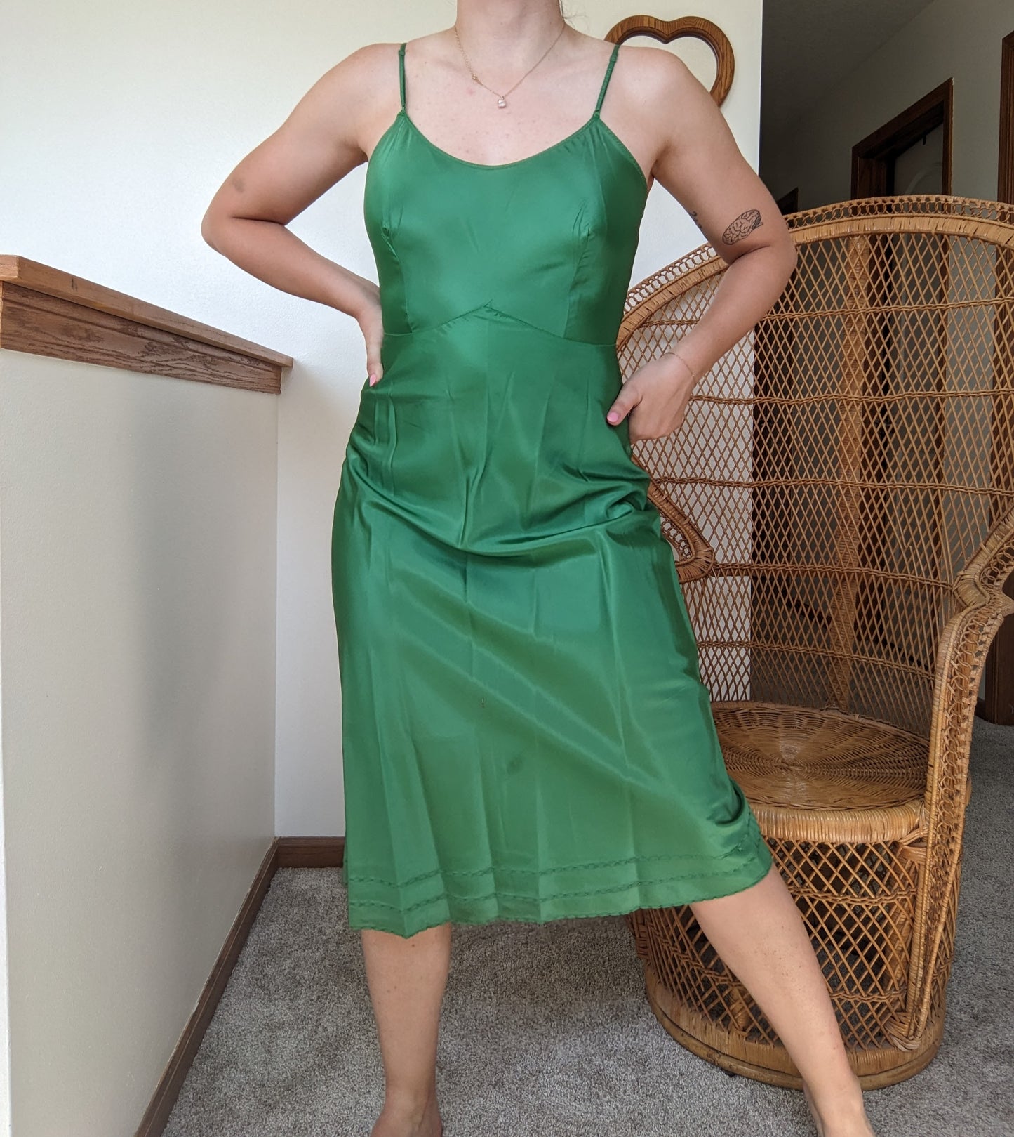 1940s emerald green slip dress Dress Rad Bonnie's Vintage