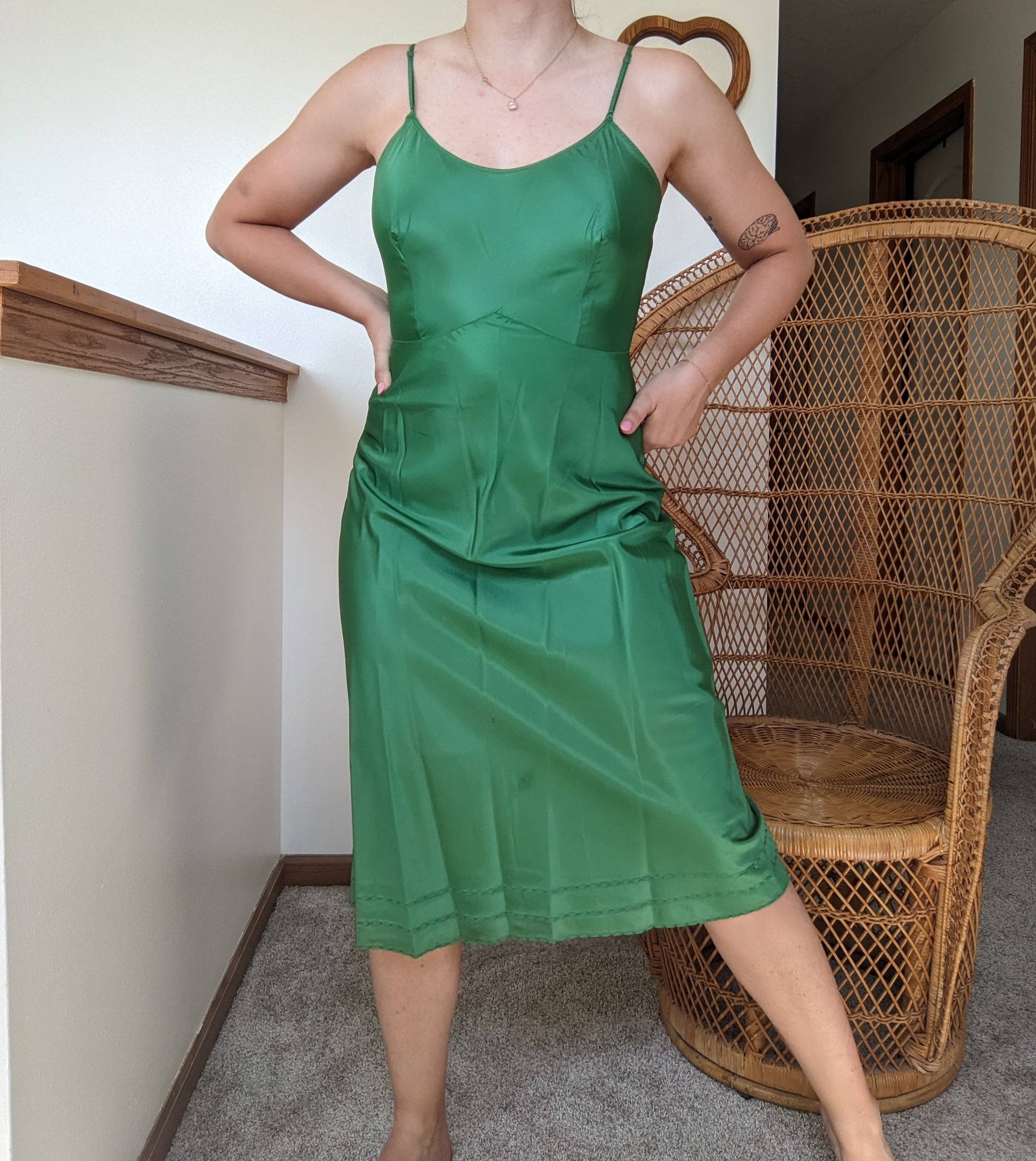 1940s emerald green slip dress Dress Rad Bonnie's Vintage