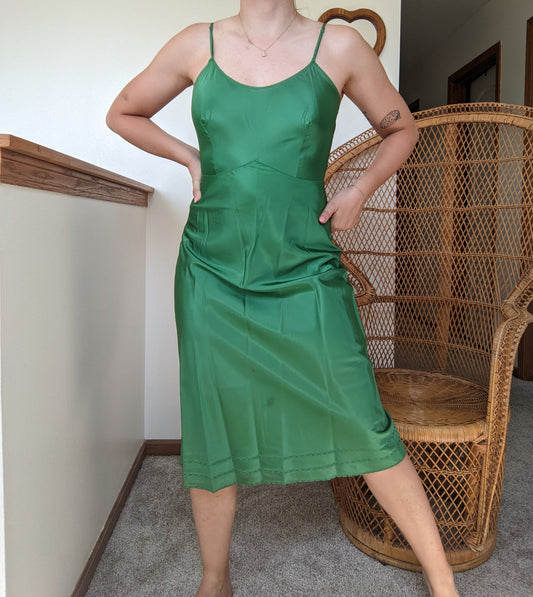 1940s emerald green slip dress Dress Rad Bonnie's Vintage