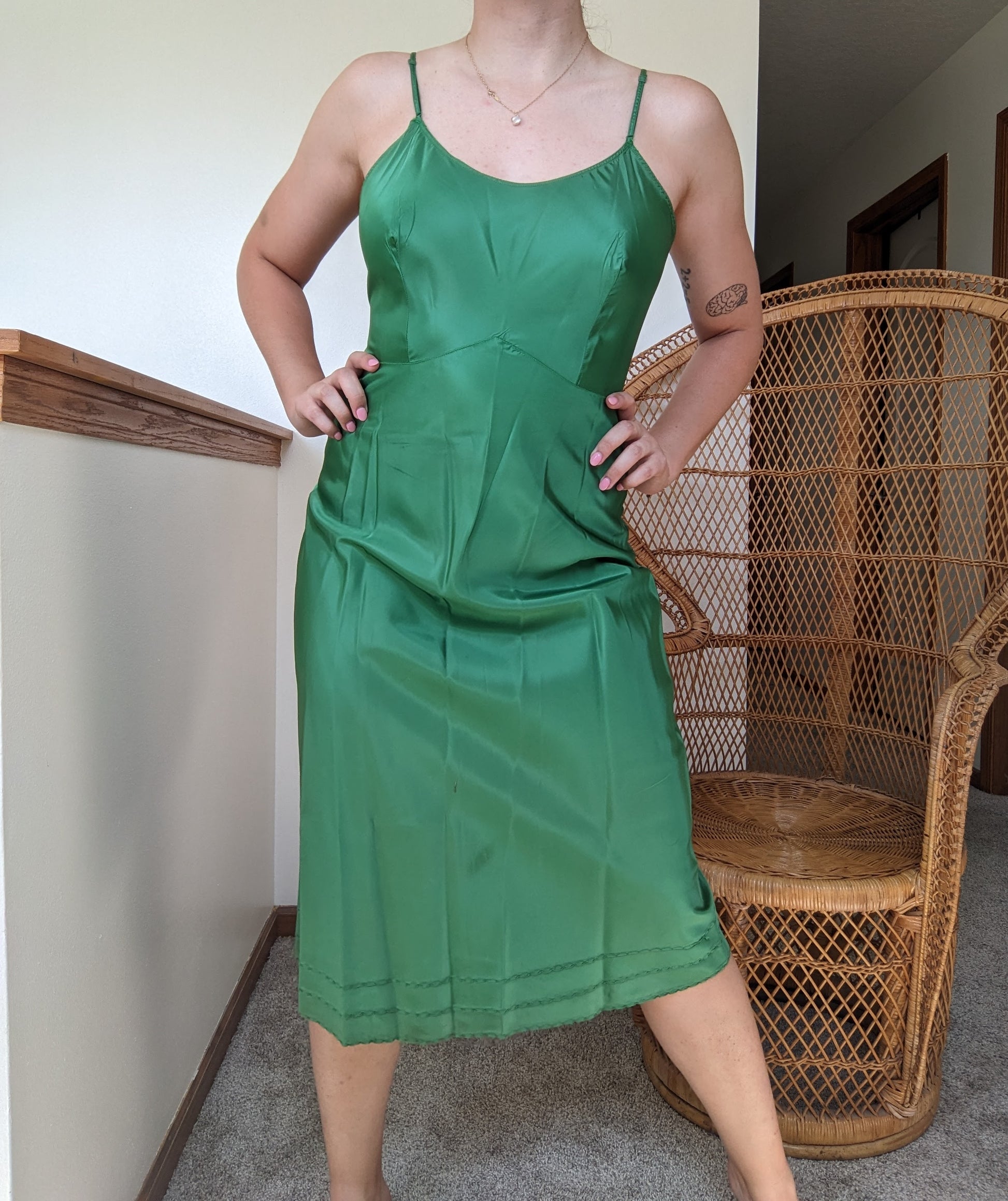 1940s emerald green slip dress Dress Rad Bonnie's Vintage