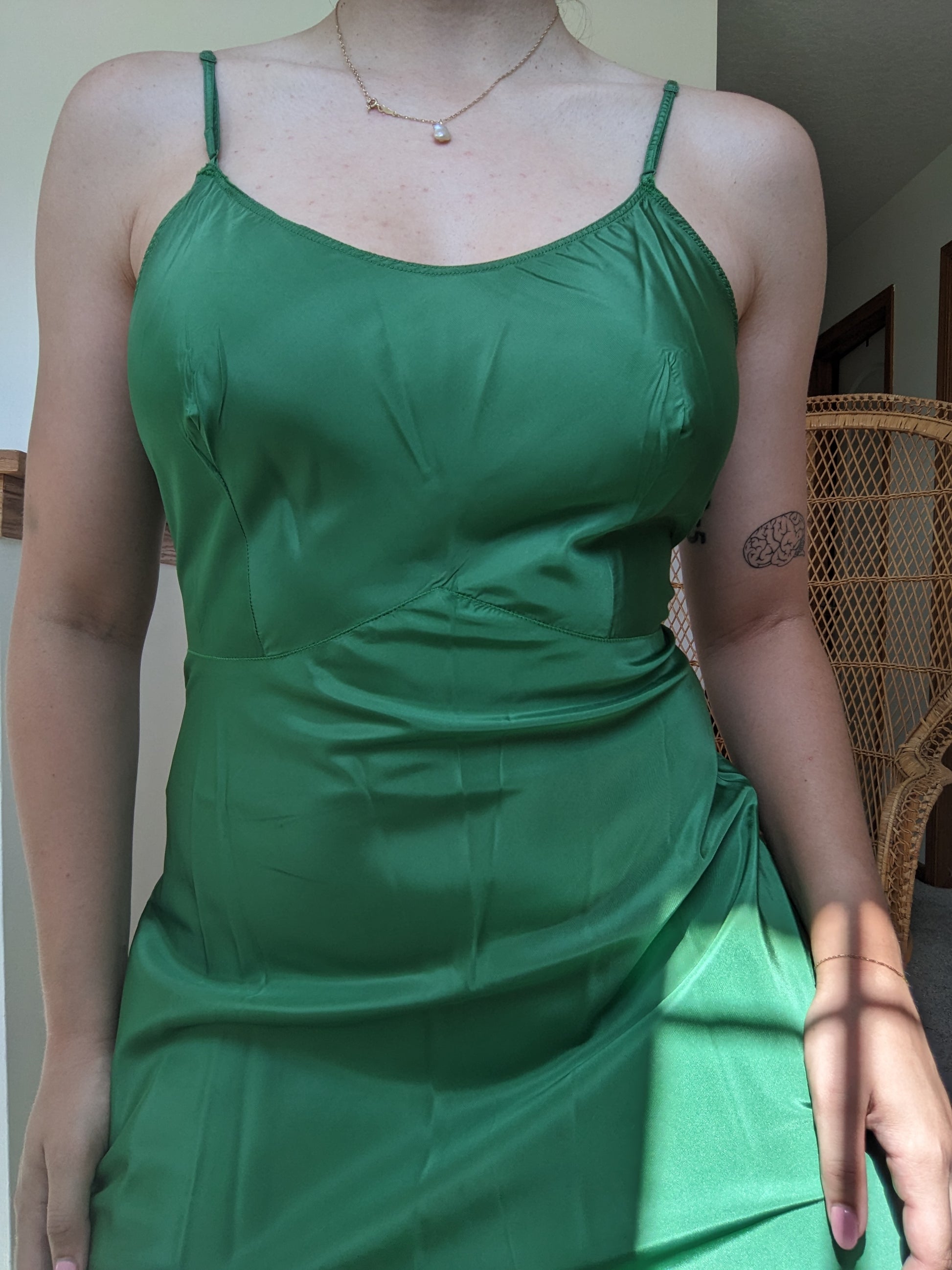 1940s emerald green slip dress Dress Rad Bonnie's Vintage