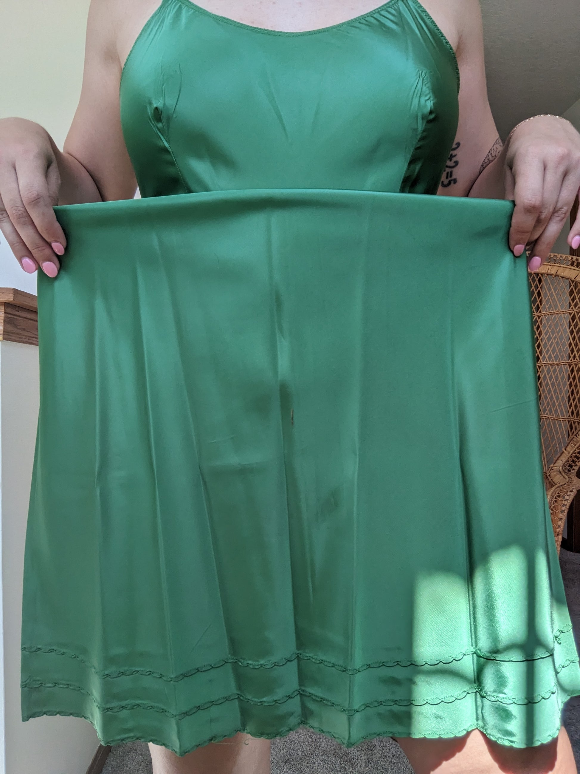 1940s emerald green slip dress Dress Rad Bonnie's Vintage