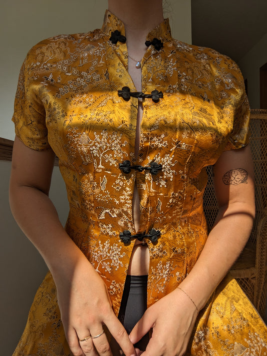 1970s gold Japanese robe dress Dress Rad Bonnie's Vintage