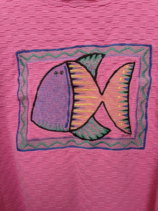 1980s pink fish sweatshirt Sweater Rad Bonnie's Vintage