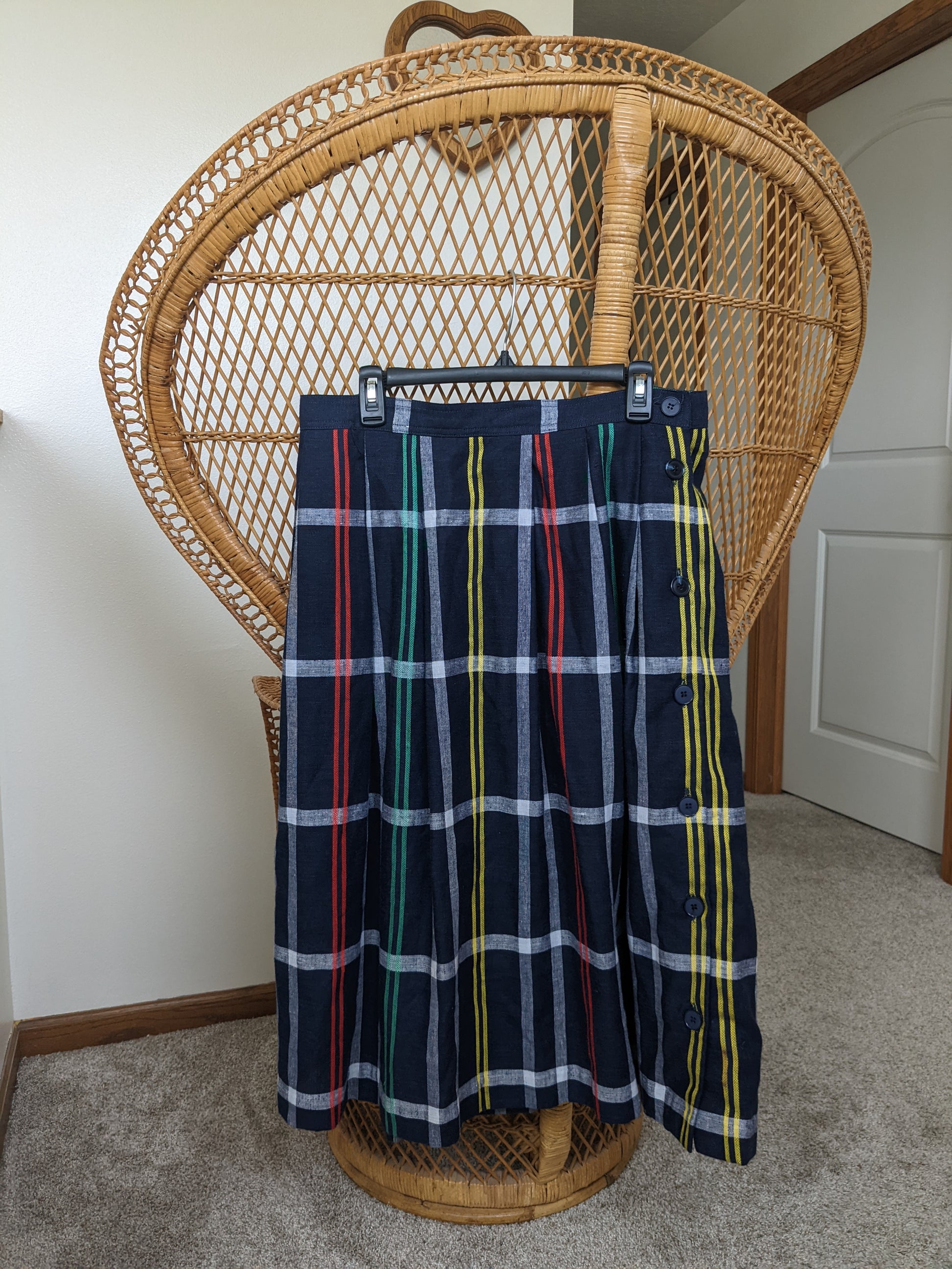 1980s plaid button skirt Skirt Rad Bonnie's Vintage