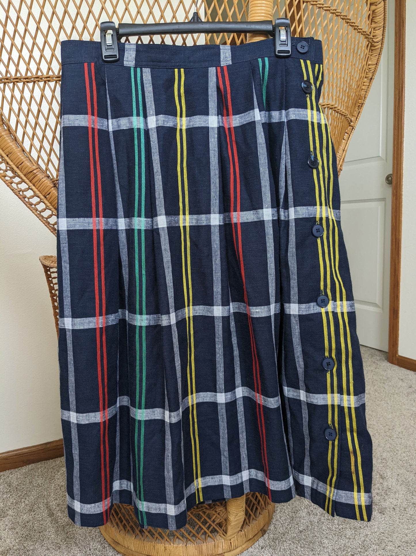 1980s plaid button skirt Skirt Rad Bonnie's Vintage