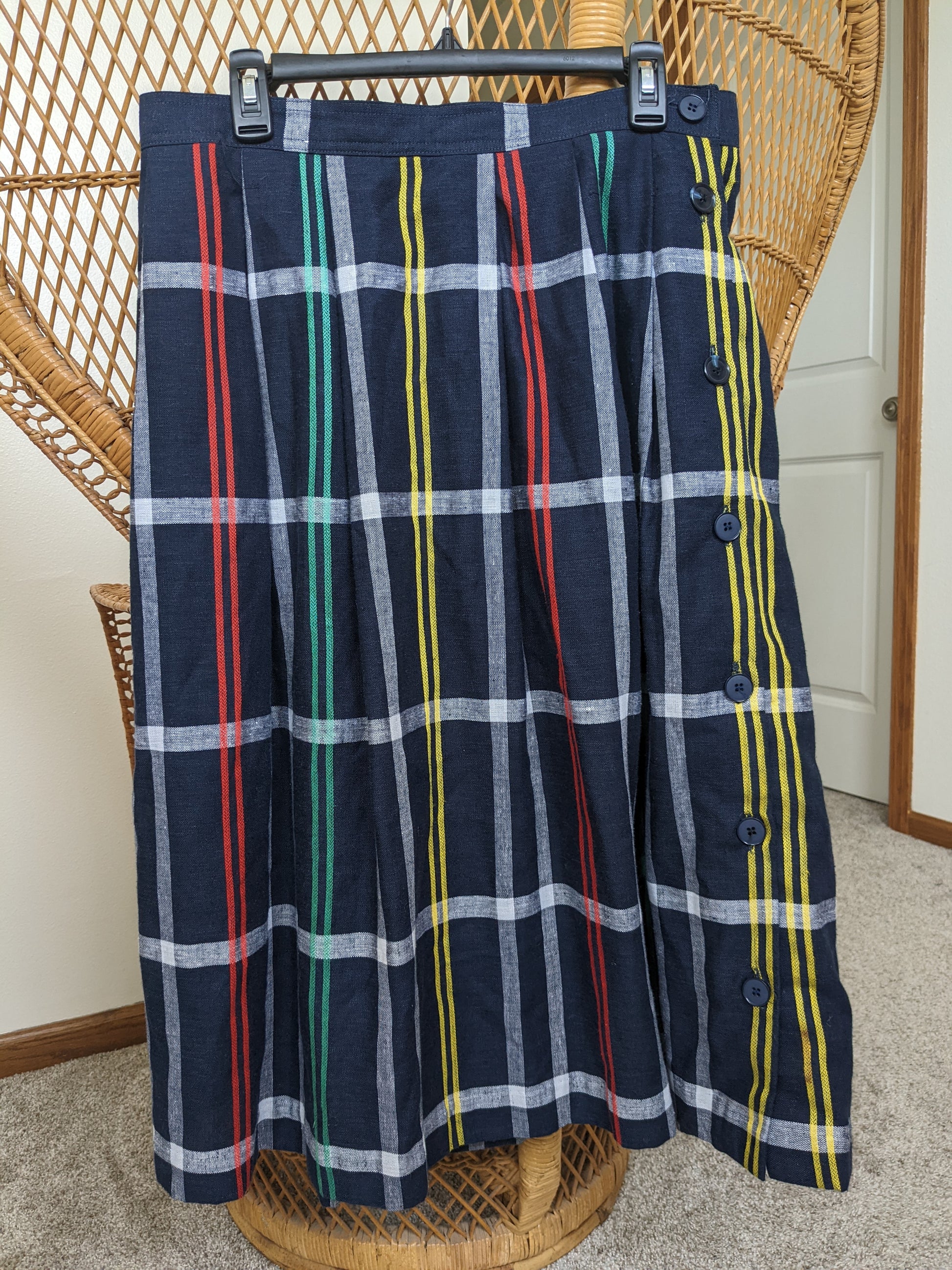 1980s plaid button skirt Skirt Rad Bonnie's Vintage