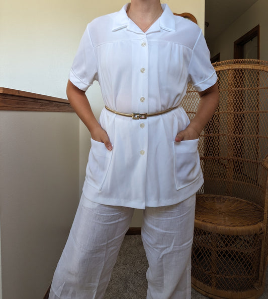 1970s white top Button Down Shirt Rad Bonnie's Vintage