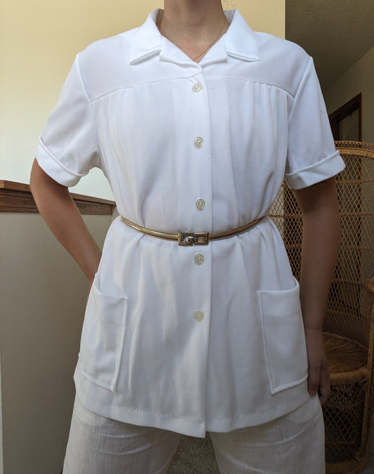 1970s white top Button Down Shirt Rad Bonnie's Vintage