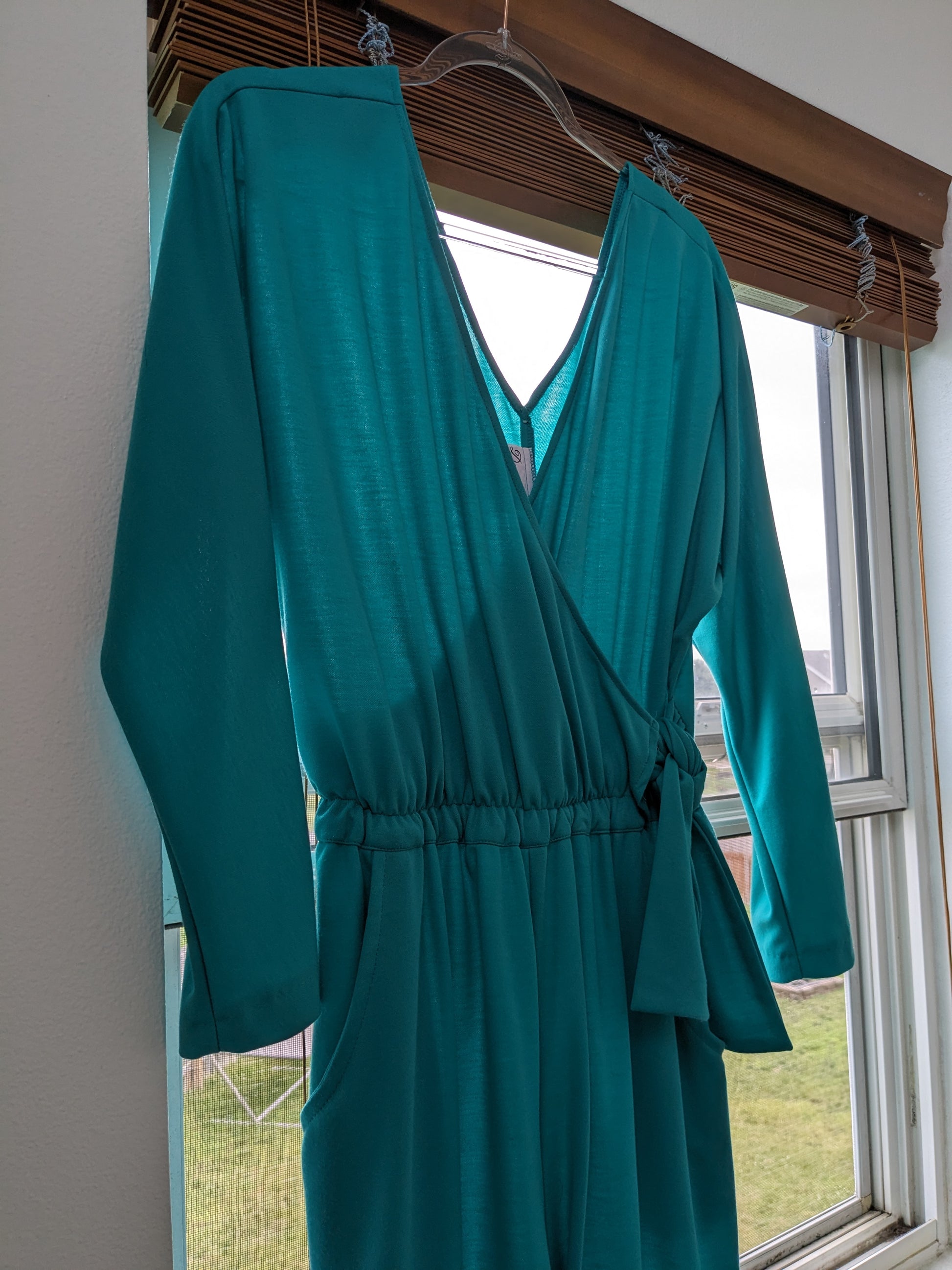 1980s teal wrap jumpsuit Jumpsuit Rad Bonnie's Vintage