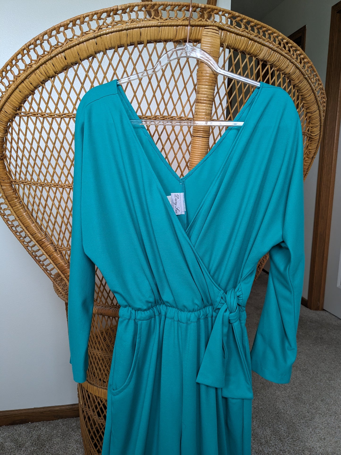 1980s teal wrap jumpsuit Jumpsuit Rad Bonnie's Vintage
