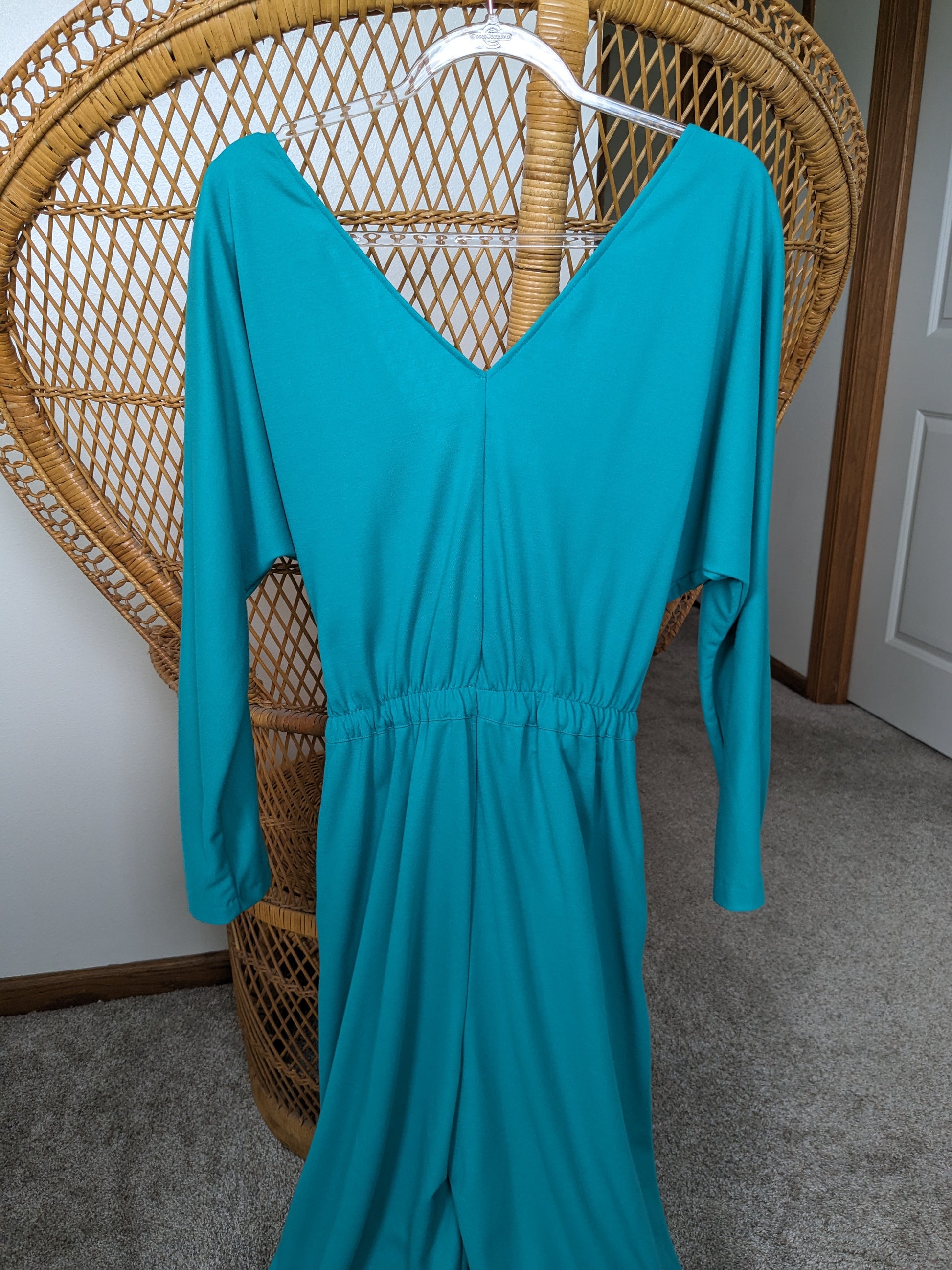 1980s teal wrap jumpsuit Jumpsuit Rad Bonnie's Vintage